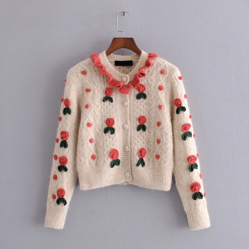 

Кардиган женский с фактурным декором Rose flower Berni Fashion (S) Молочный