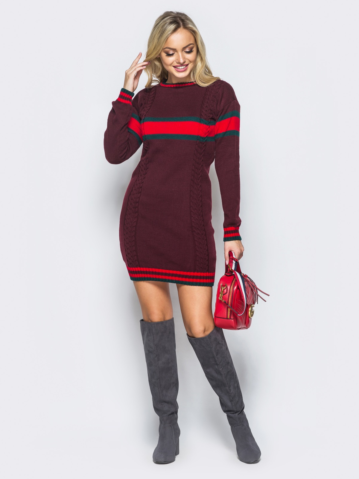 

Платье вязаное Guccidress-1 Бордовый, размер: 42-46