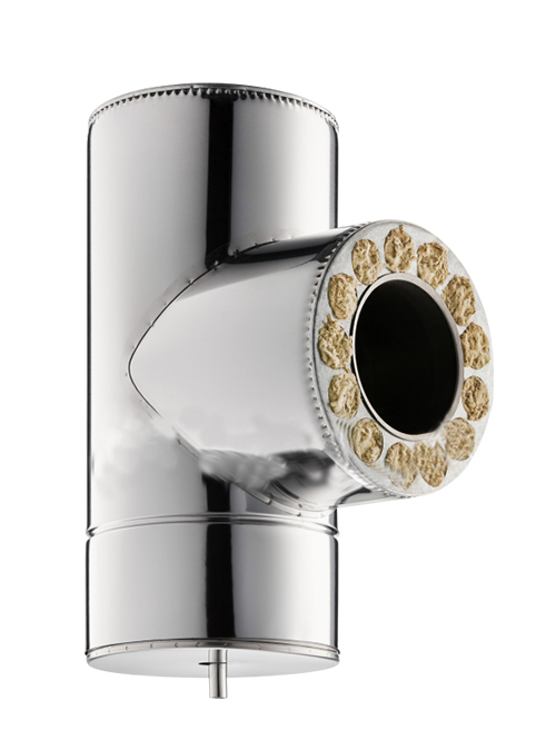 

Дымоходный тройник двустенный 90° (Eco thermo AISI 201) нерж/нерж - диаметр Ø120/180, толщина 1 мм