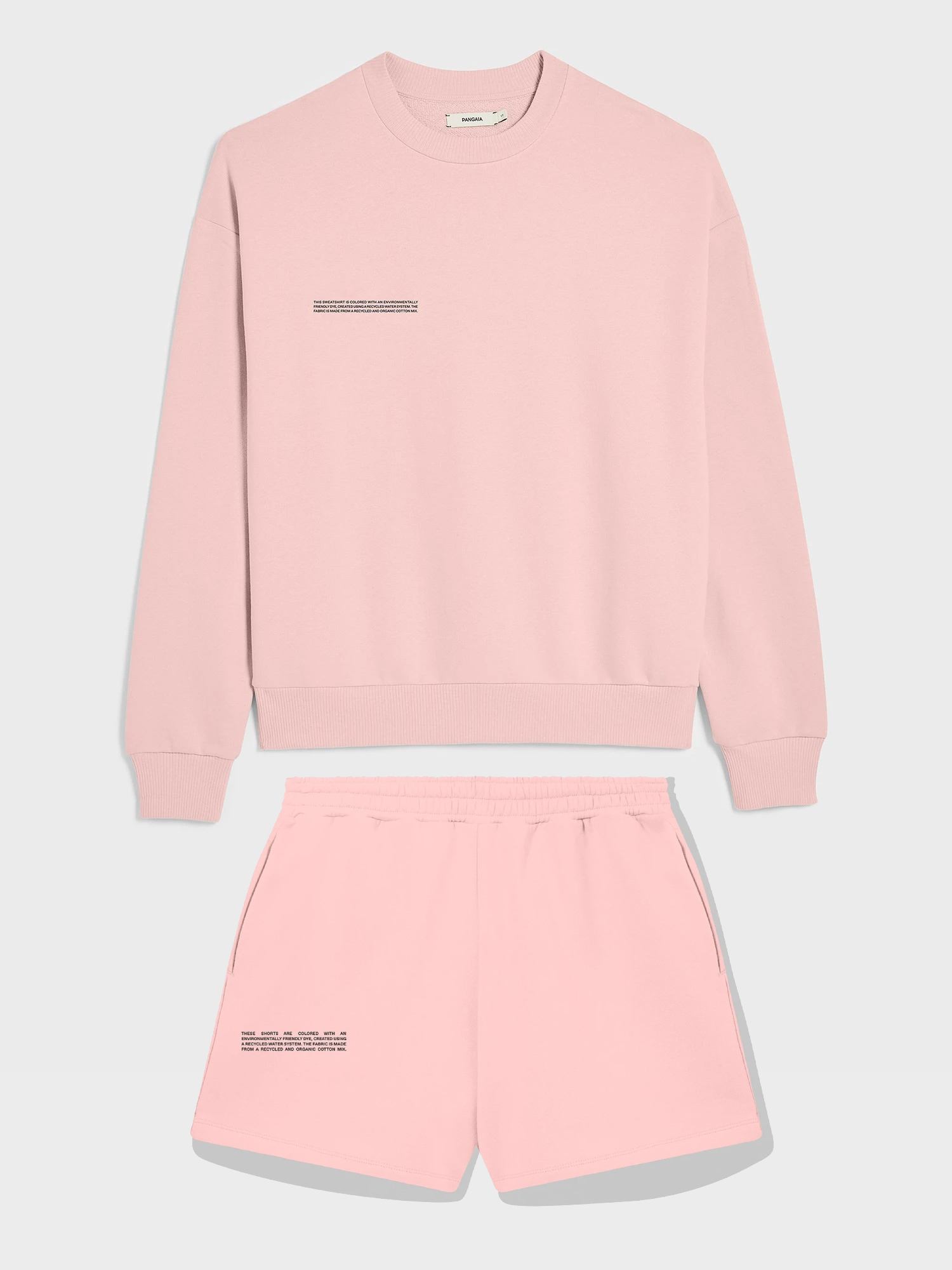 

Облегченный женский oversized костюм (свитшот и шорты) из органического хлопка The Pangaia Lightweight Organic Cotton Suit Rose Quartz пастельно-розовый M