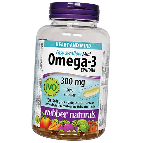 

Омега 3 Мини капсулы, Omega-3 Mini Easy Swallow, Webber Naturals 180гелкапс (67485005)