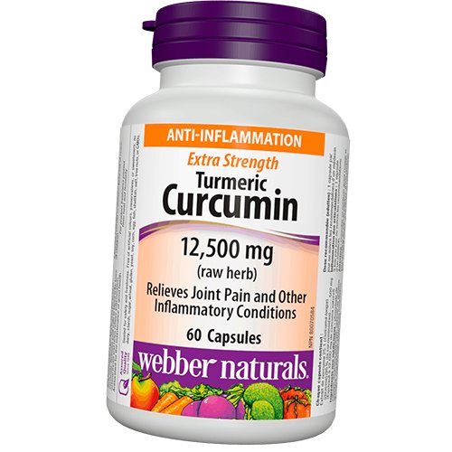 

Куркума повышенной силы, Extra Strength Turmeric Curcumin 12500, Webber Naturals 60капс (71485008)