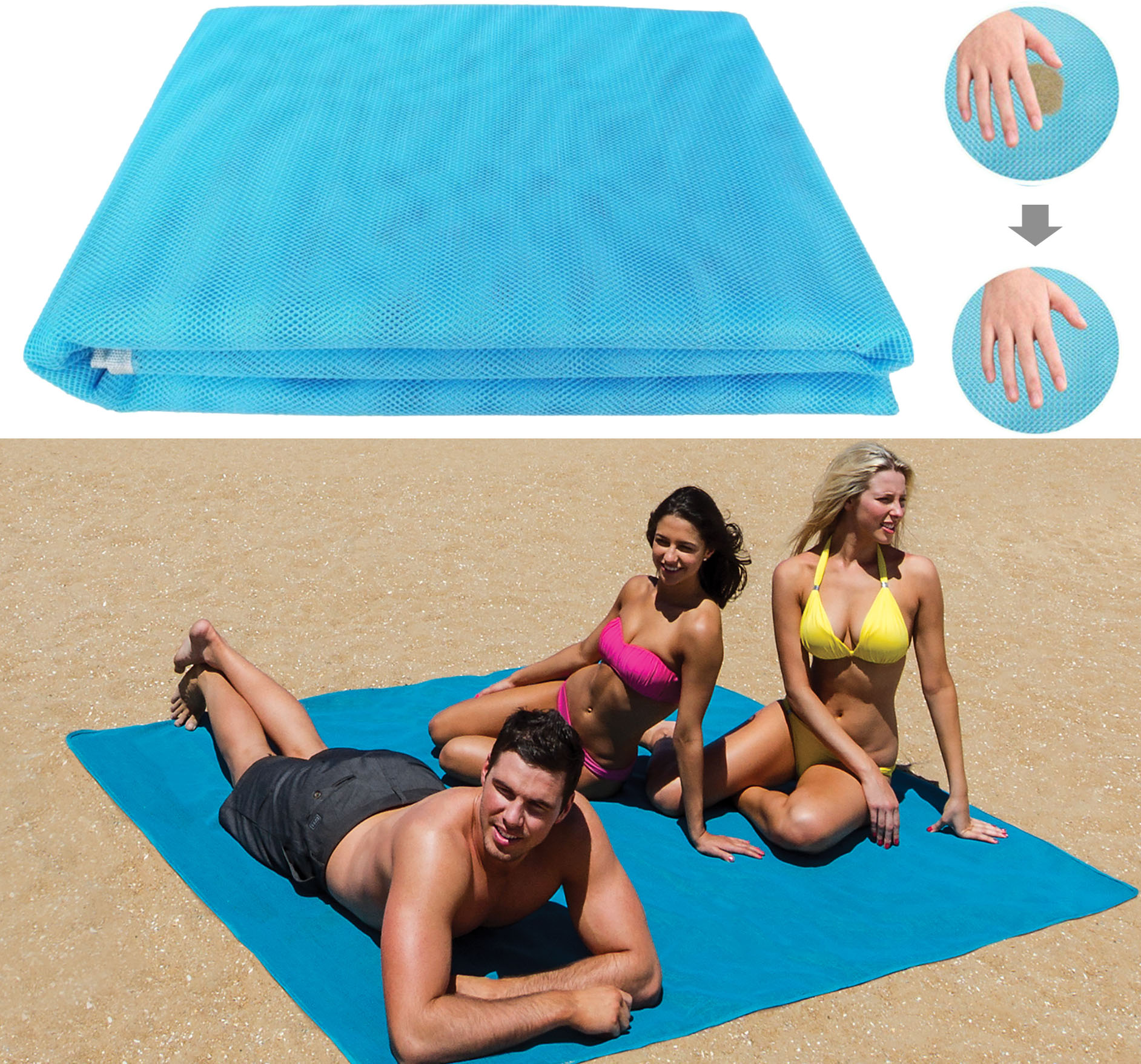 

Пляжная подстилка покрывало анти-песок NBZ Sand Free Beach Mat для моря и пикника 200x150 см Blue