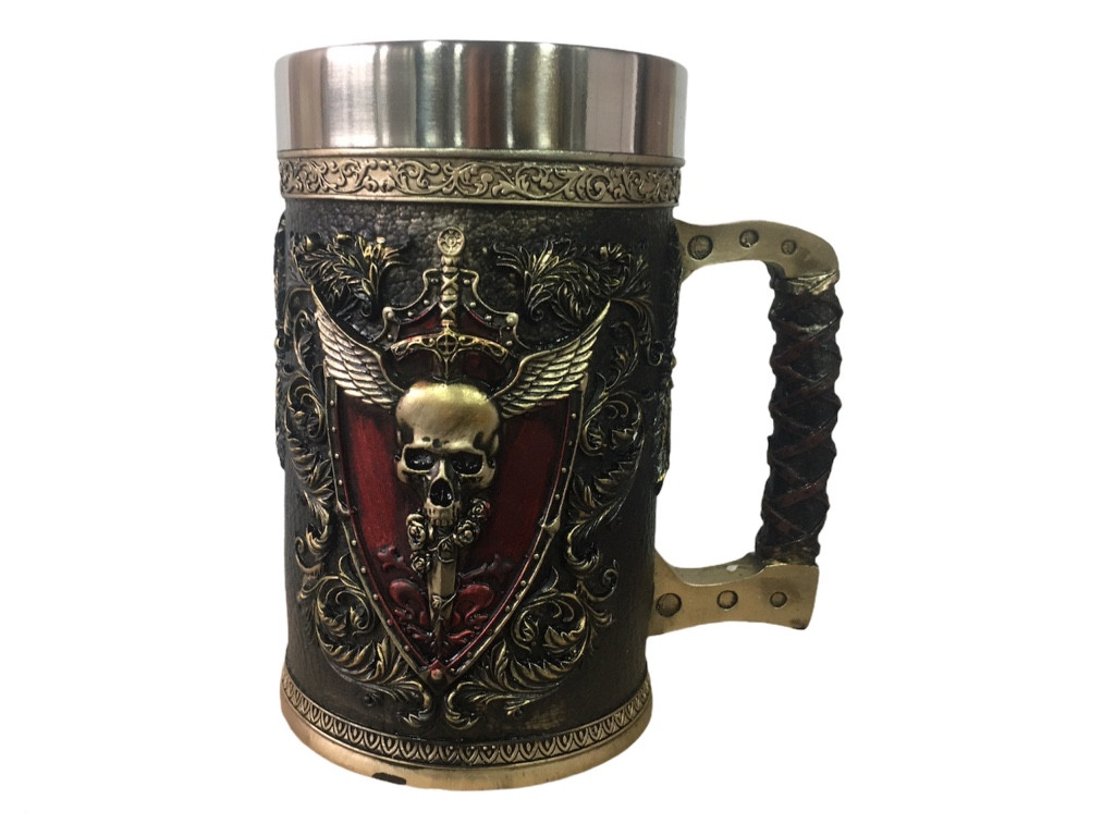 

Кружка Готика Чашка 3D Skull Mug Череп Пивная кружка с Гербом Крылатого Черепа 500 мл