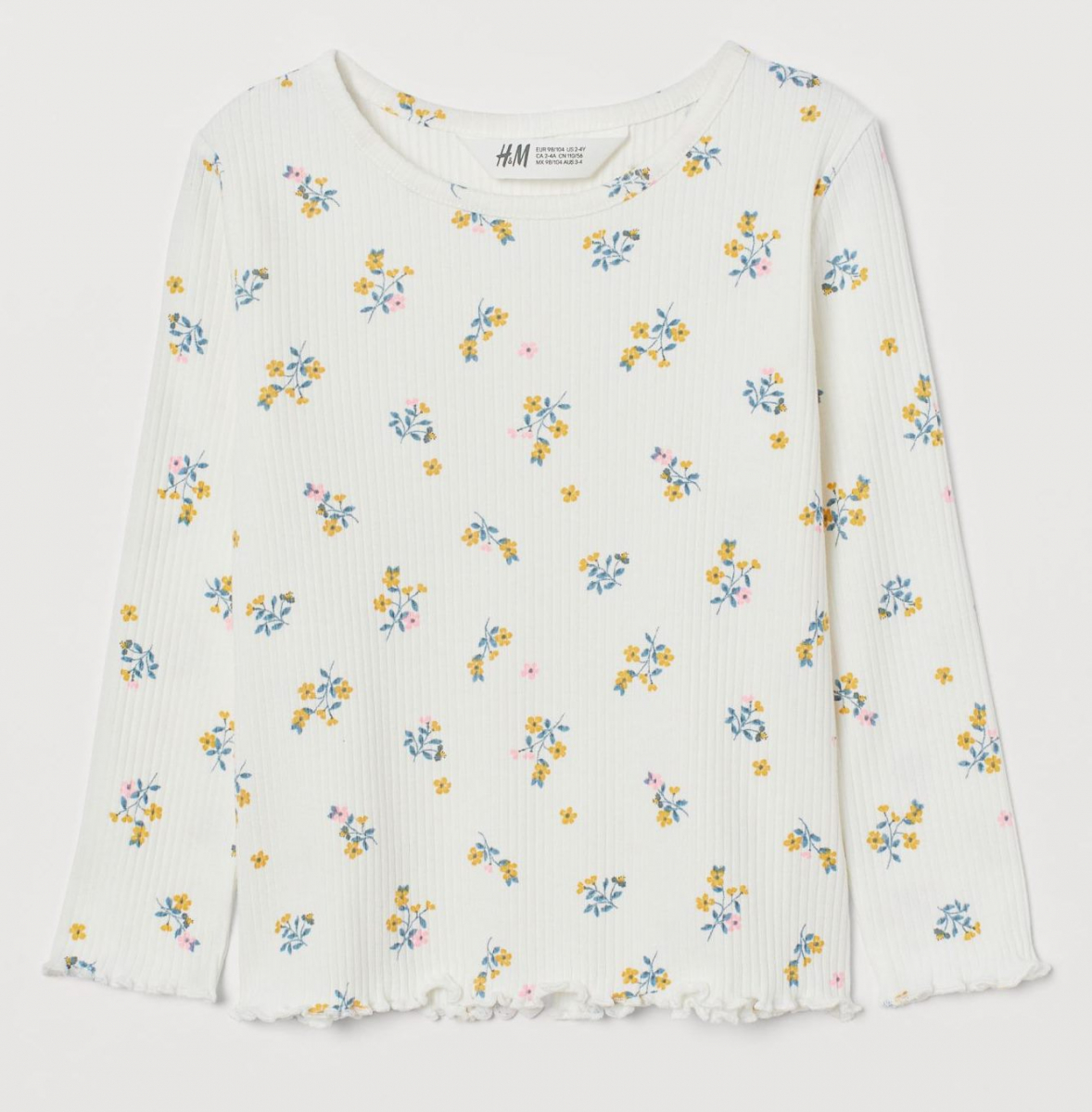 

Футболка с длинными рукавами H&M 0837242002 134-140 СМ Белый 64056
