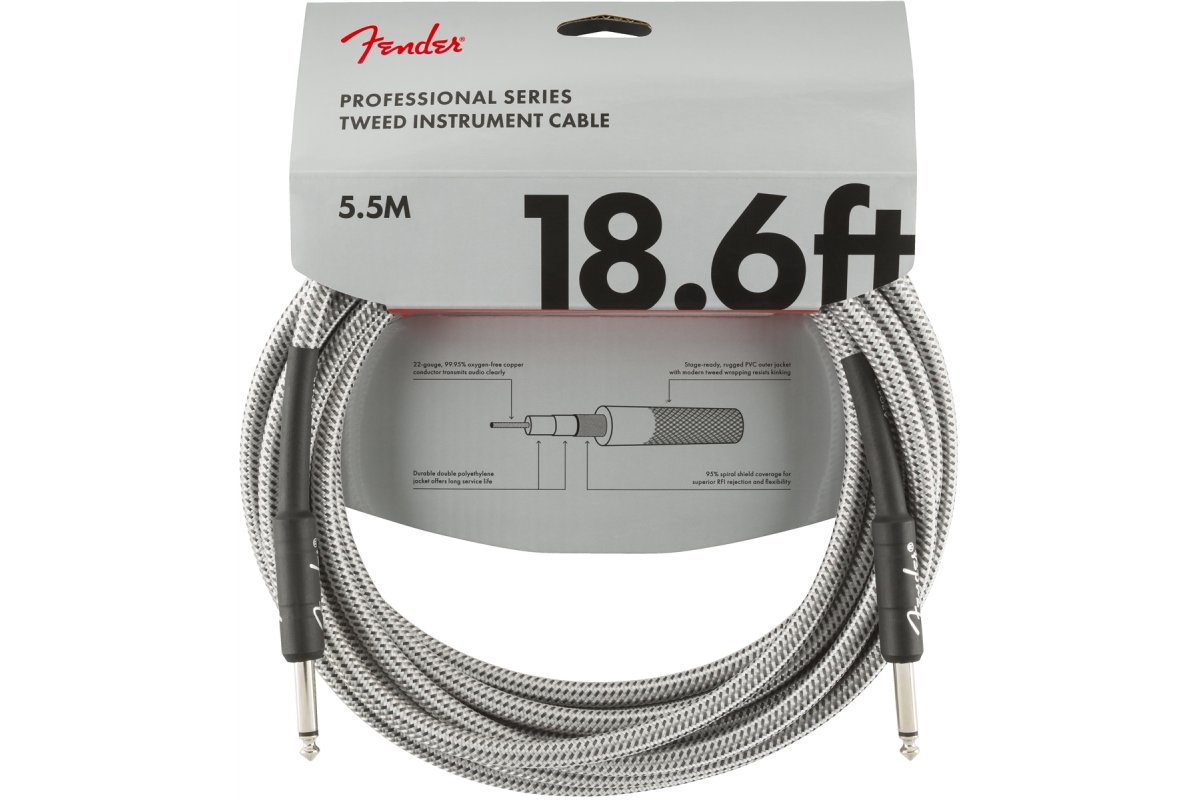 

Кабель инструментальный Fender CABLE PROFESSIONAL SERIES 18.6' WHITE TWEED
