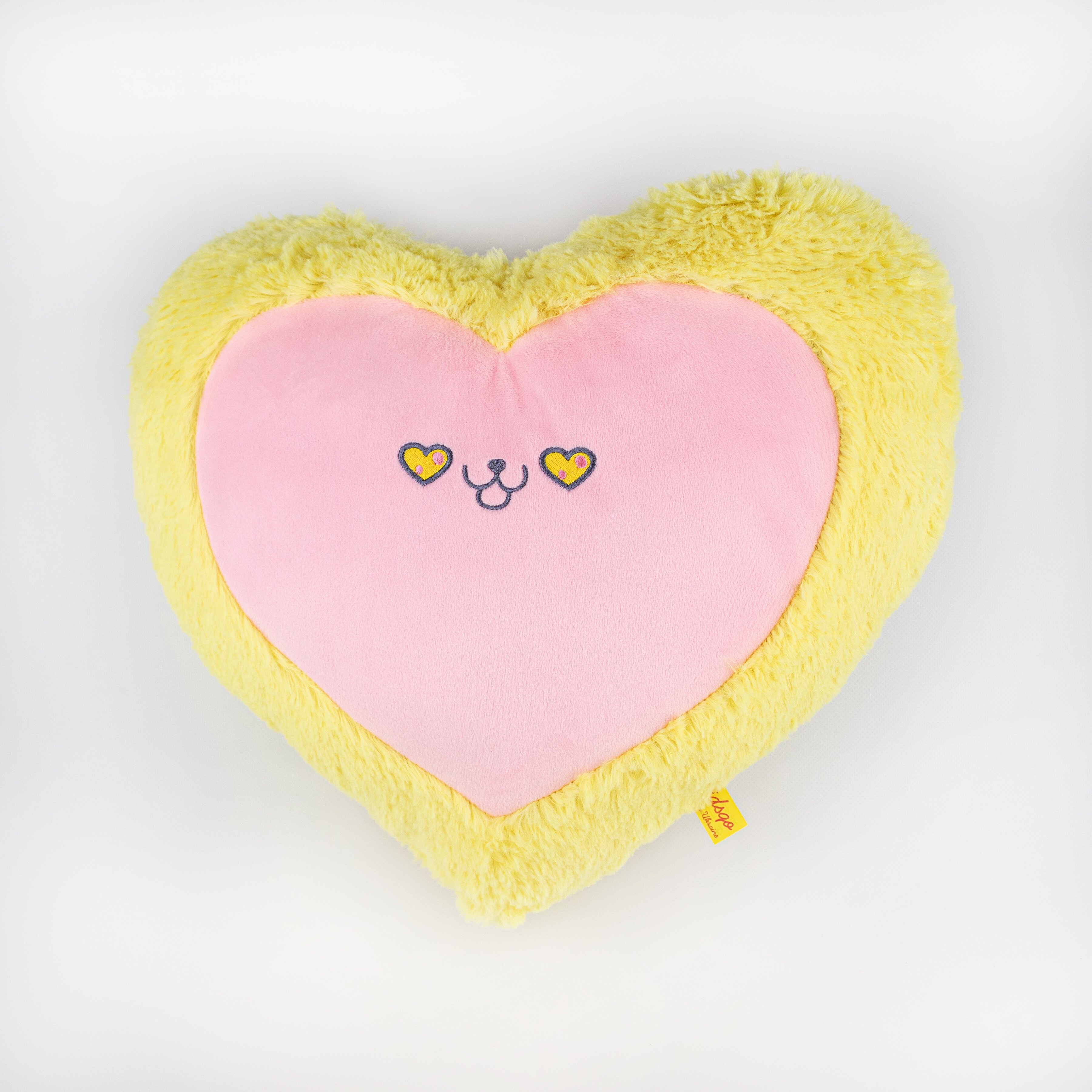 

Мягкая игрушка Kidsqo Подушка сердце кот 43см желто-розовая (KD657)
