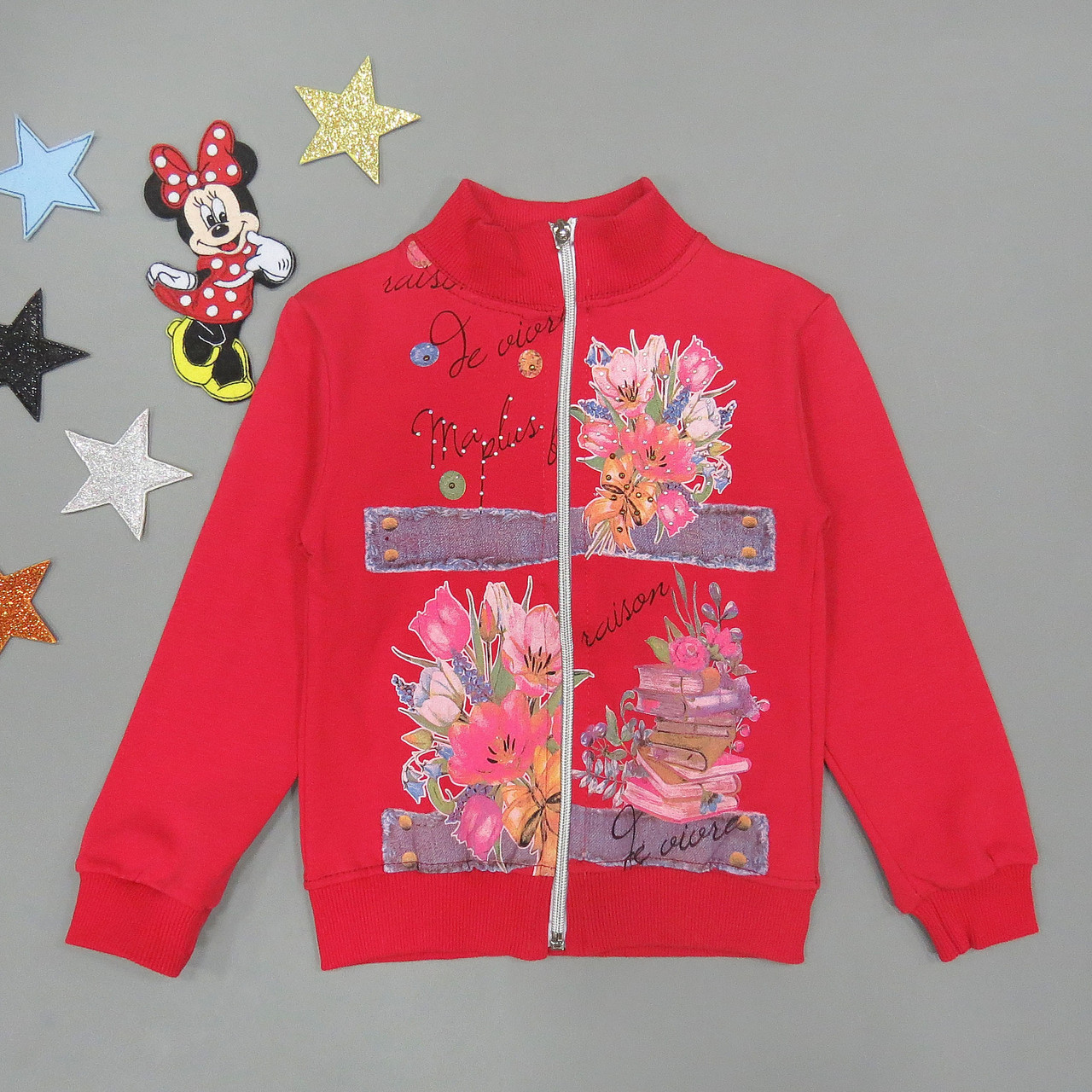 

Утепленная кофта "Цветы" Lily kids для девочки 110 см Красная 15746