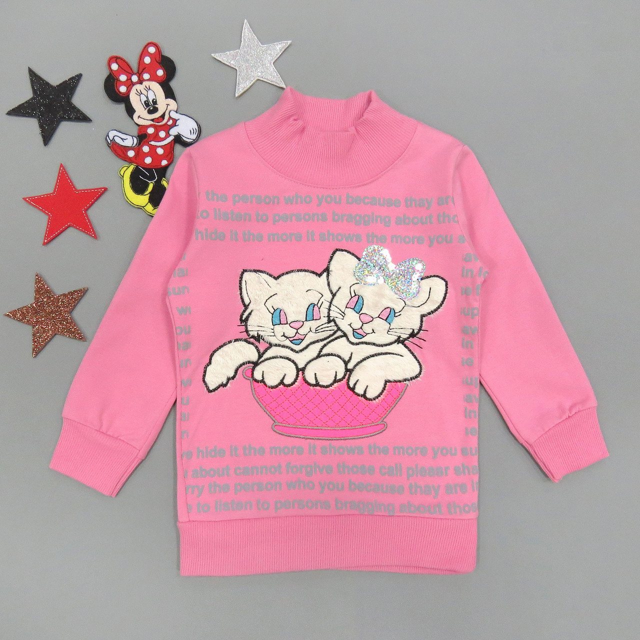 

Утепленный свитшот "Котята" Lily kids для девочки 92 см Розовый 15696