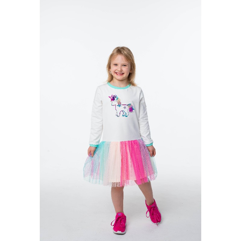 

Платье для девочек VIDOLI G-21874W 110 см молочный,персиковый (483681)