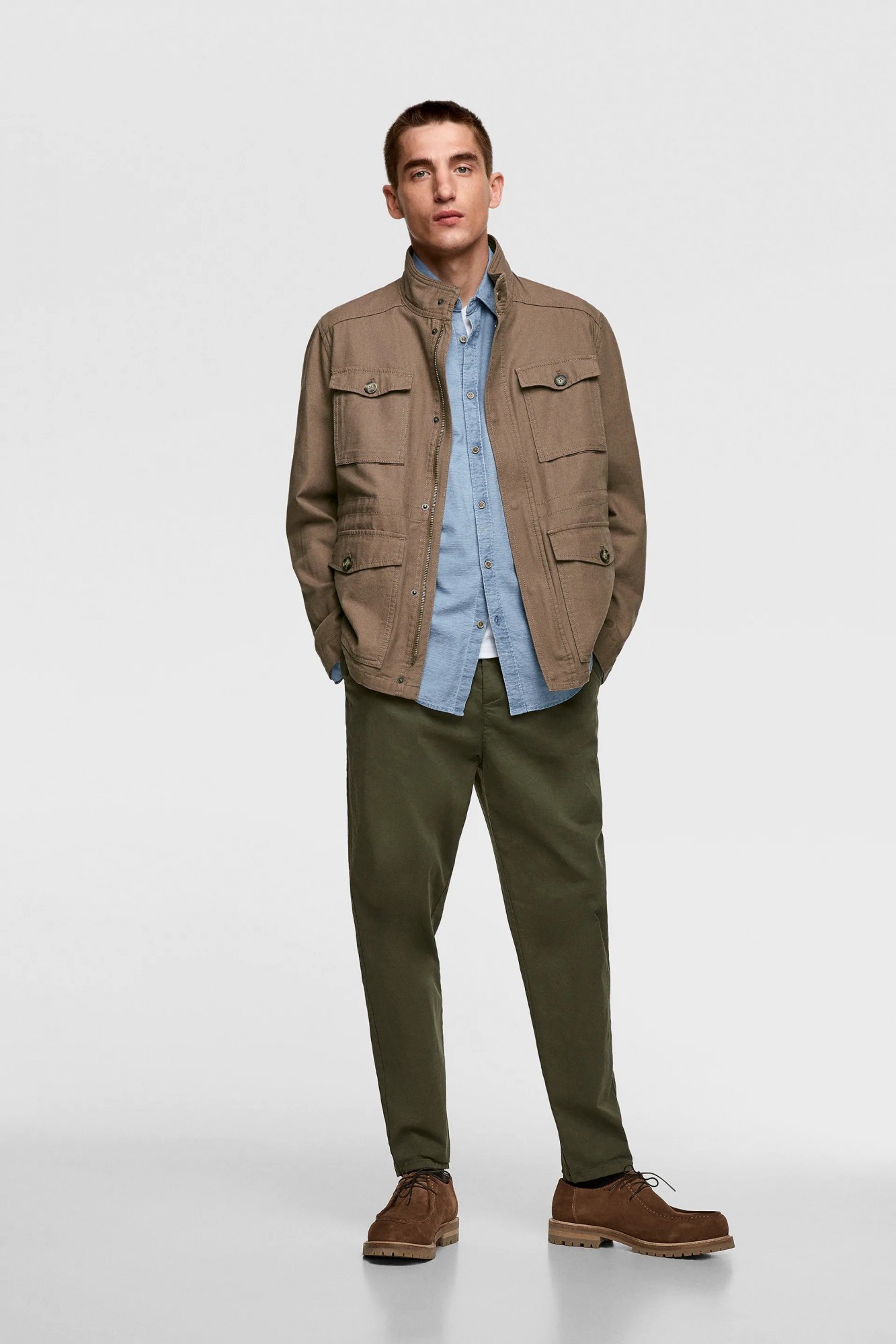 

Куртка Zara коричневая джинсовая демисезонная XL (0706 372 709)