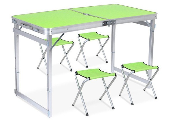 

Усиленный Раскладной Стол Для Пикника и Рыбалки с 4 Стульями Folding Table (Зелёный)