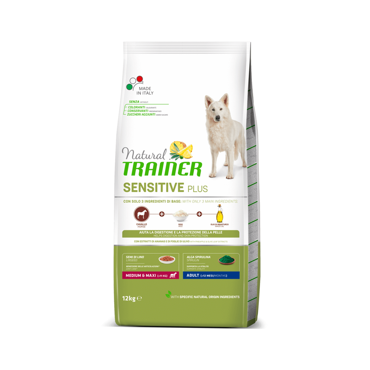 

Сухой корм Trainer Dog Sensitive Plus Adult MM для взрослых собак средних и крупных пород с кониной, 12 кг