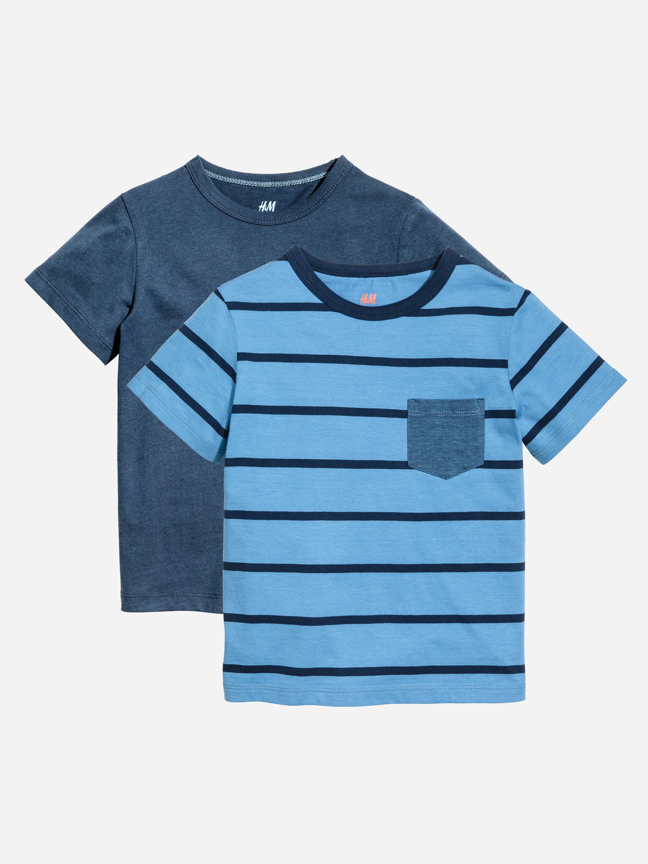 

Футболка H&M 1603-5447396 134-140 см 2 шт Темно-синяя