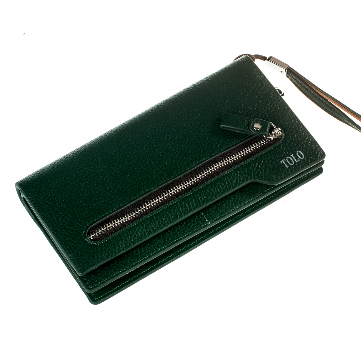 

Кошелек TOLO зеленый, эко кожа, TOLO 3007 green, с ремешком