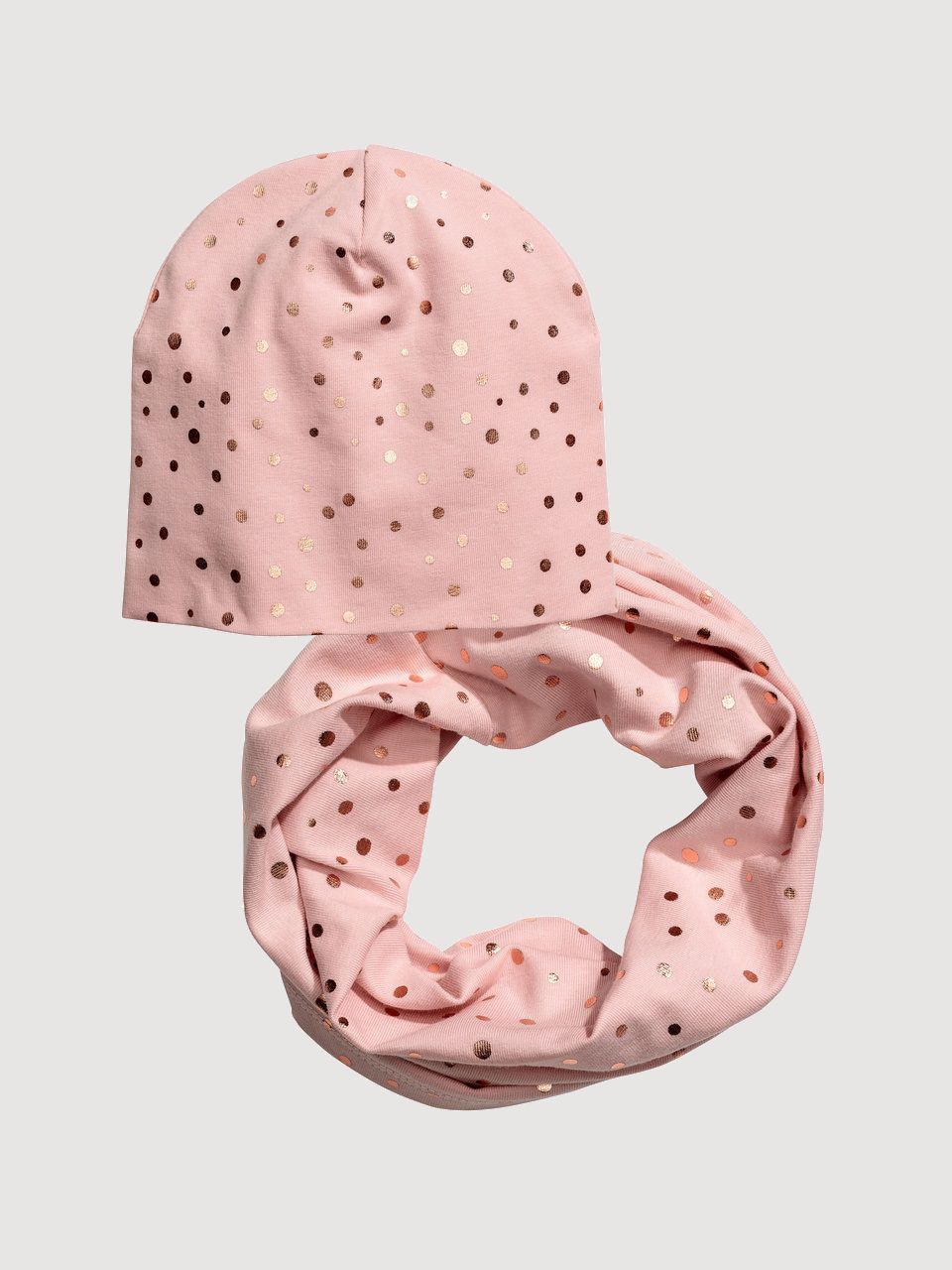 

Демисезонный комплект (шапка + шарф-хомут) H&M 5788737 46-48 см Пудровый в горох