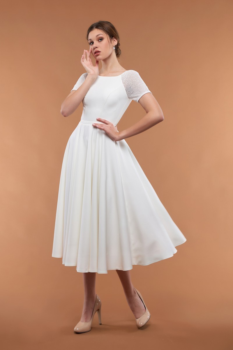 

Белое платье с короткими рукавами Lolita XL/XXL молочный 43425432