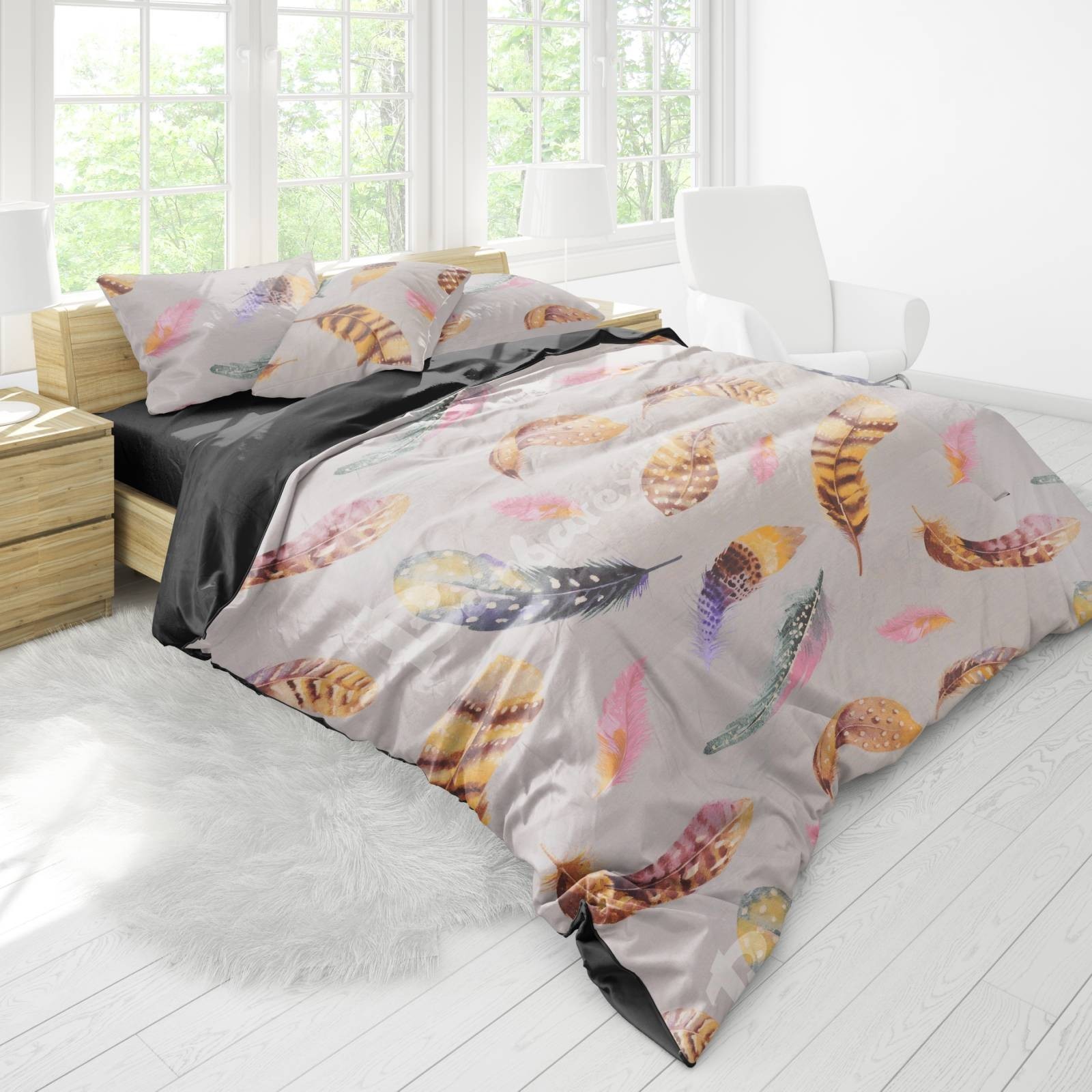 

Комплект Облака постельного белья Сатин 100 % Хлопок Двуспальный 200*220 Перья