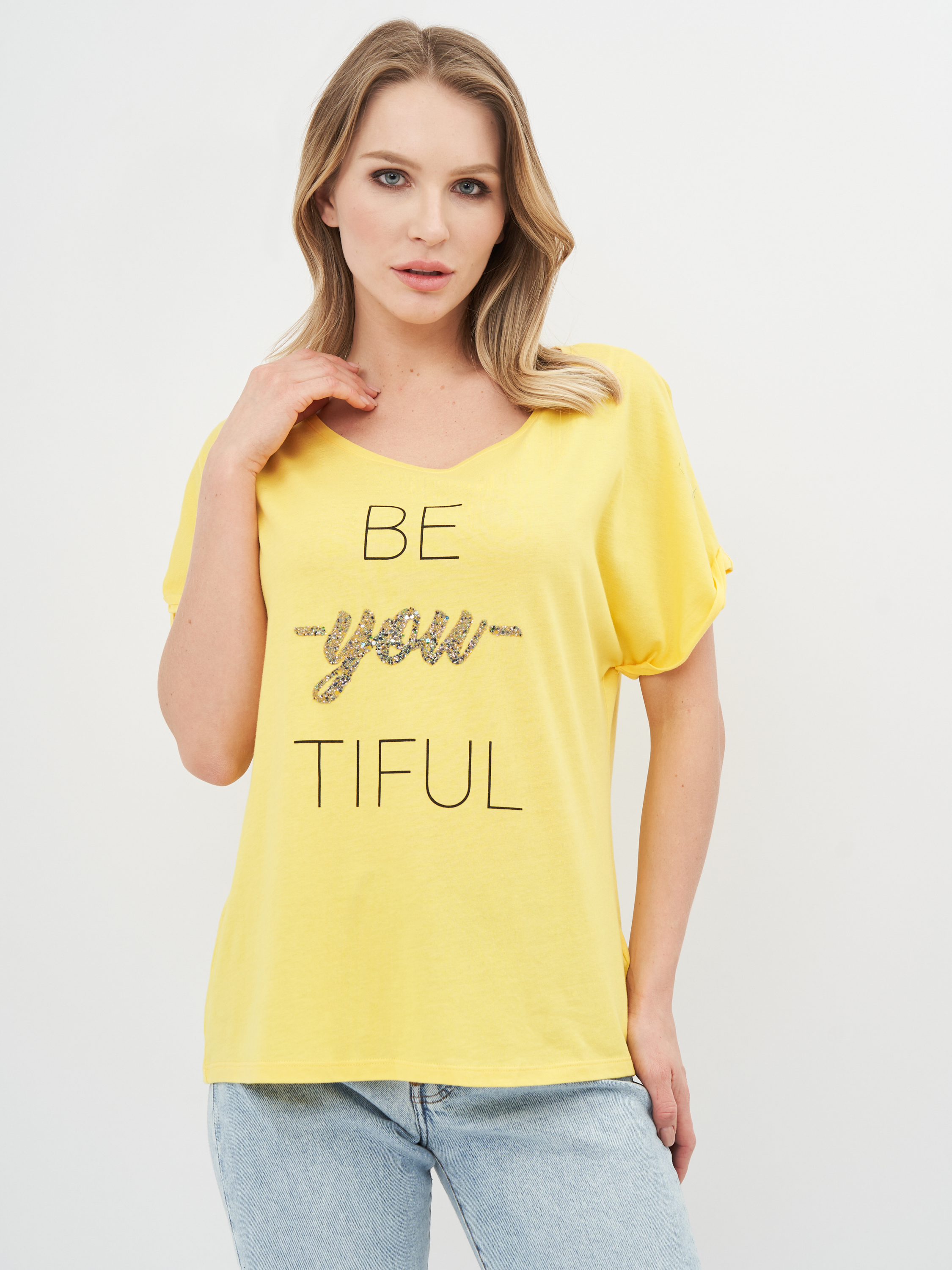 

Футболка Desigual 75T24D6/8011 L Желтая с принтом