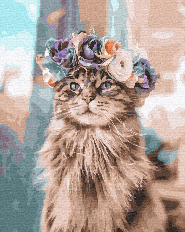 

Картина по номерам. Rainbow Art "Кошка в веночке" GX39622-RA