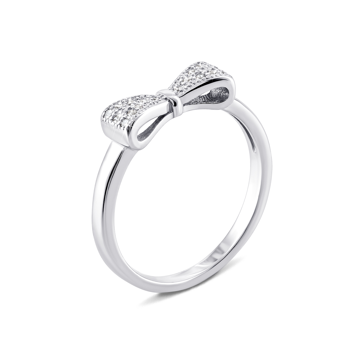 

Серебряное кольцо Бантик с фианитами 16 размер 1RI57827-R
