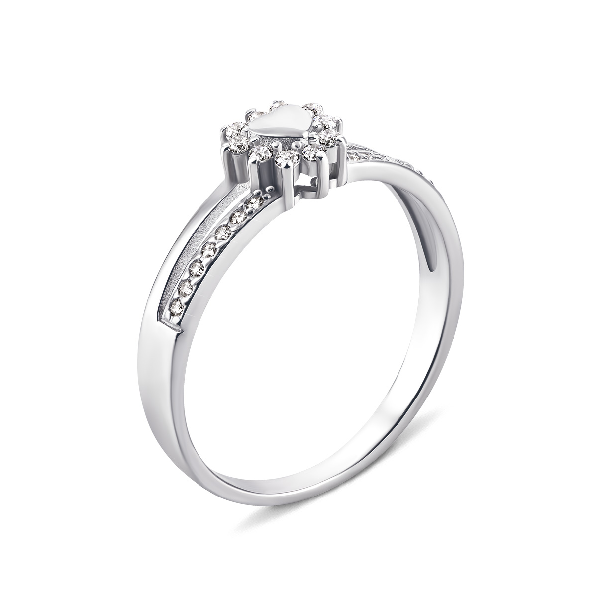

Серебряное кольцо Сердце с фианитами 15.5 размер 1RI57737-R