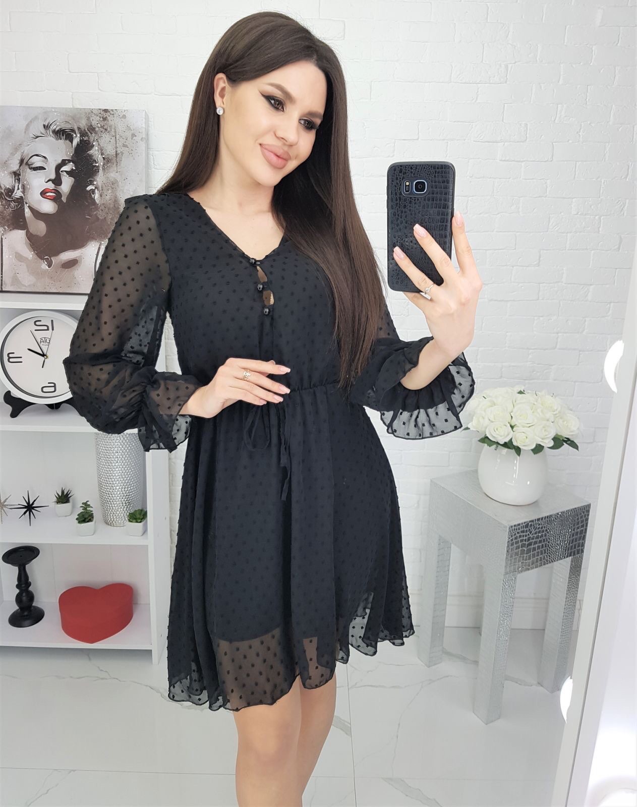 

Платье шифон горох idiali Черный, Платье шифон горох idiali Черный 42