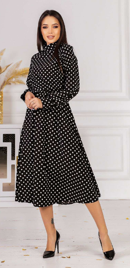 

Женское платье в горошек Fashion Woman NB21003 р46/ черное, Женское платье в горошек Fashion Woman NB21003 р46/48 черное