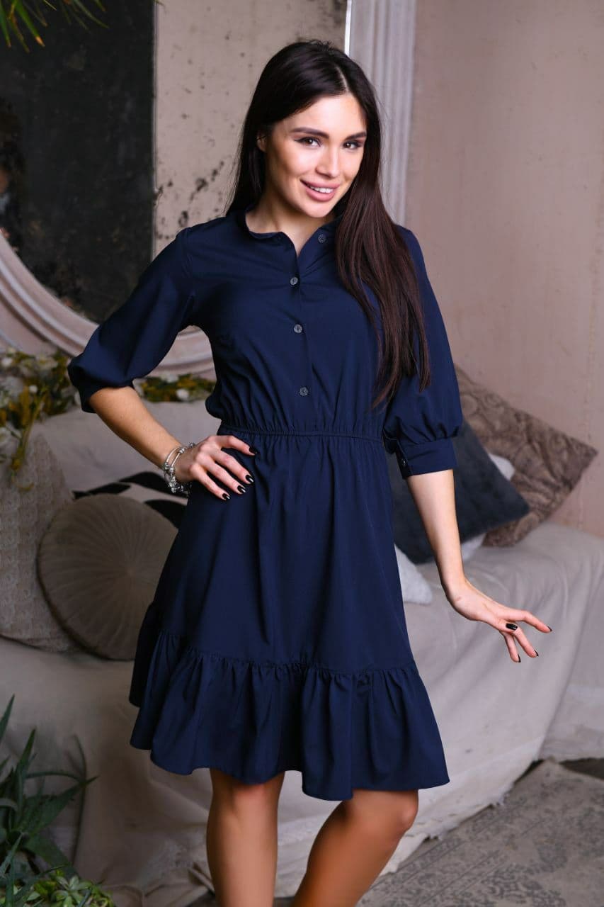 

Женское платье с воланом Fashion Woman SVS3368 р50 темно-синее