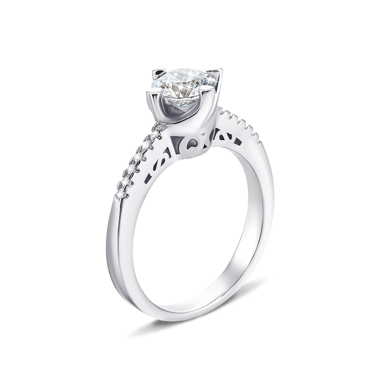 

Серебряное кольцо с фианитами 16 размер 1RI56610