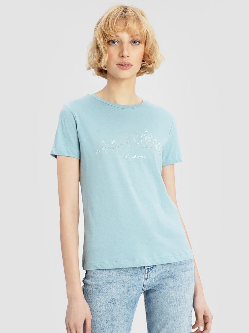

Футболка O'STIN Casual ECVY7HETCW XS Пыльно-бирюзовая