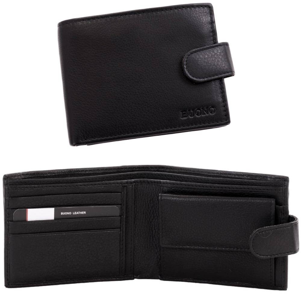 

Мужской кошелек портмоне на кнопке кожаный Buono черный (30793 black)