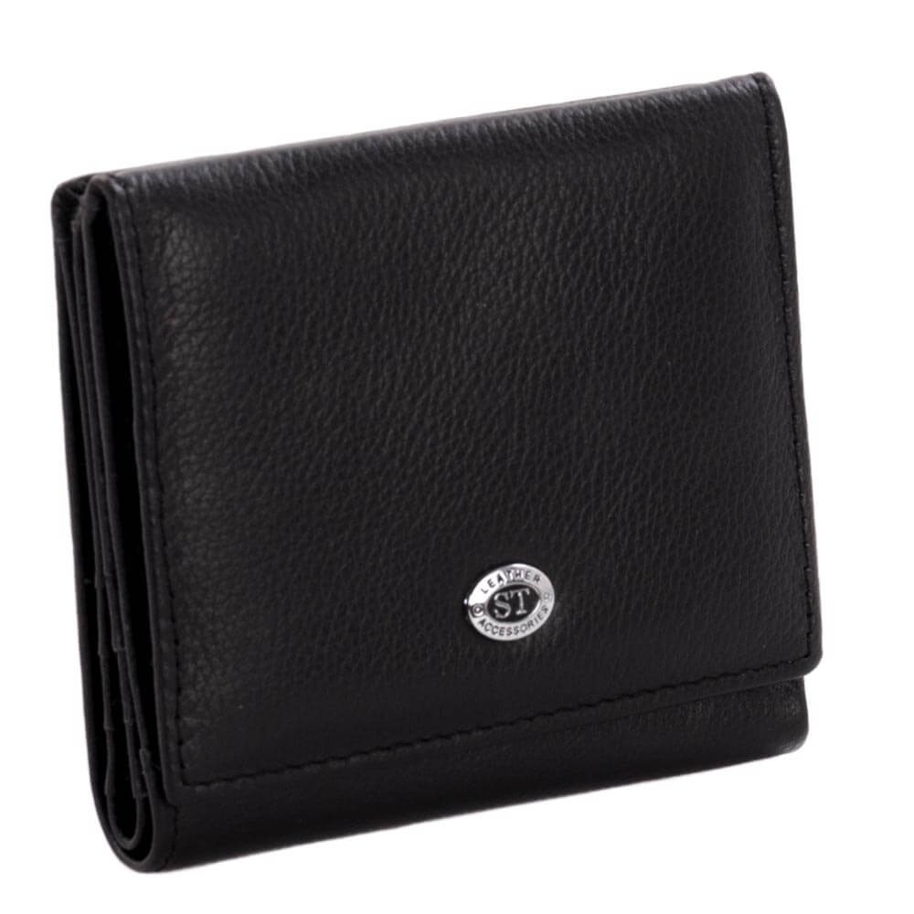

Кошелек женский кожаный маленький ST черный (219 black)