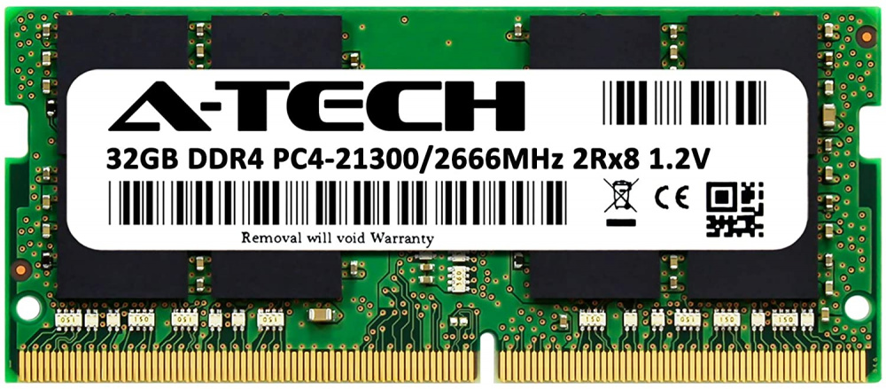 

Оперативная память A-Tech 32GB DDR4-2666 (PC4-21300) SODIMM 2Rx8 (AT32G1D4S2666ND8N12V)