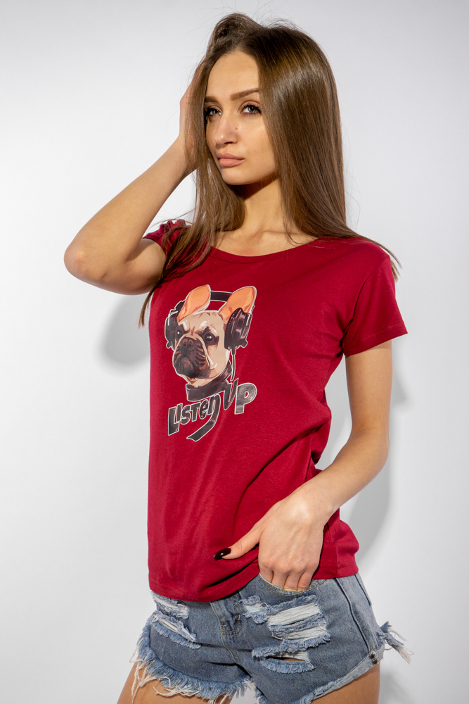 

Футболка женская listen up Time of Style 85F288-1  Бордо, Футболка женская listen up Time of Style 85F288-1 S Бордо