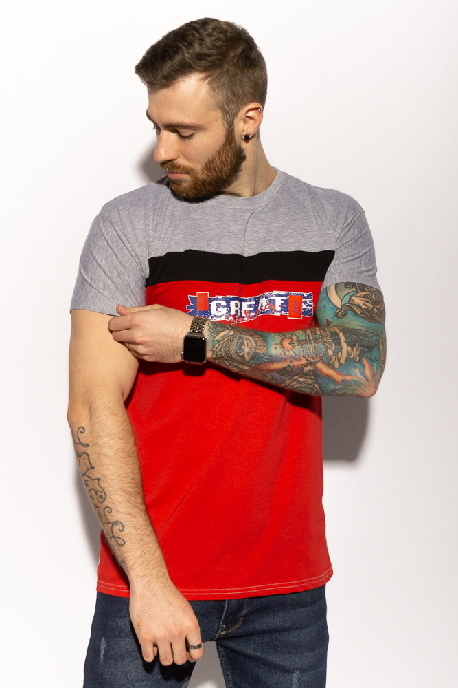 

Футболка мужская Time of Style 85F357 XXL Серо-красный