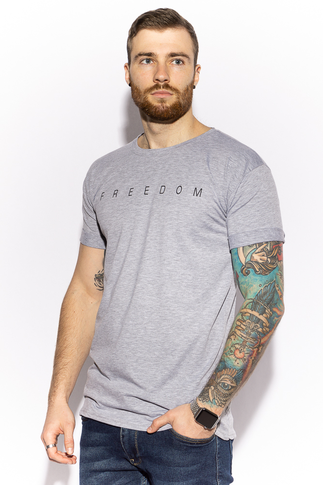 

Футболка с текстовым принтом Time of Style 85F397 XXL Серый меланж