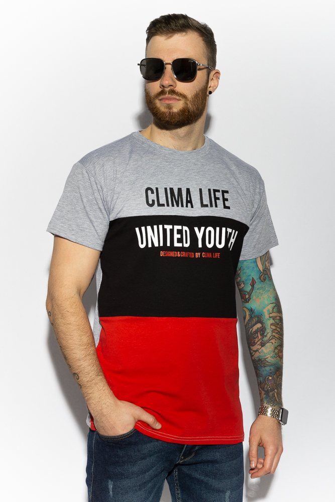 

Футболка трехцветная Time of Style 85F360  Серо-черный\красный, Футболка трехцветная Time of Style 85F360 L Серо-черный\красный