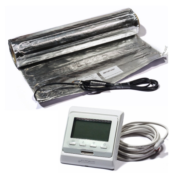 

Теплый пол под ламинат комплект IN-THERM алюминиевый мат + программируемый терморегулятор площадь 2