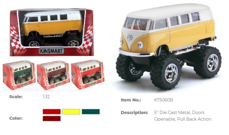 

Машина метал. "Kinsmart" "Volkswagen Classical Bus (Off Road)" в коробке 16*8,5*7,5см (24шт)(KT5060WB)