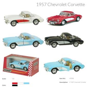 

Машина метал. "Kinsmart" "CHEVROLET CORVET", 1:34, откр. двери, в коробке 16*8,5*7,5см., (96шт) (KT5316W)