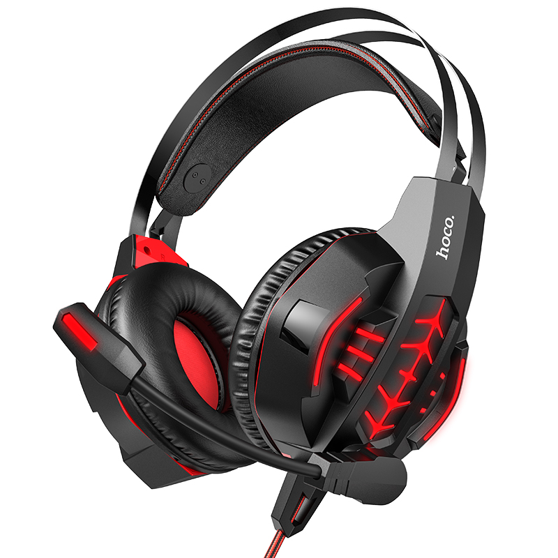 

Игровые наушники накладные HOCO gaming Cool tour headphones LED W102 black-red