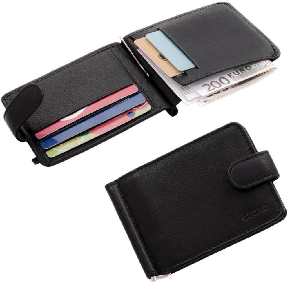 

Мужской зажим портмоне для денег кожаный Buono черный (30959 black)
