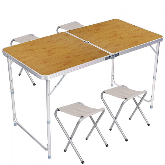 

Стол для пикника раскладной со 4 стульями Folding Table 120х60х55/60/70 см 3 режима высоты (Бамбук)