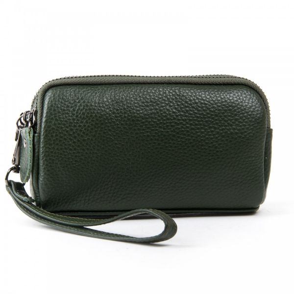 

Женская кожаная косметичка Cosmetic bag 6002-12 green