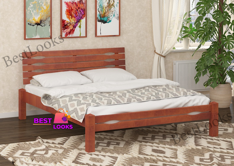 

Кровать деревянная полуторная 120х190 Адель Wellmebely сосна Яблоня Л6