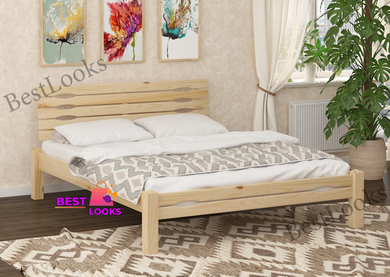 

Кровать деревянная двуспальная 180х200 Адель Wellmebely сосна Бук Л6