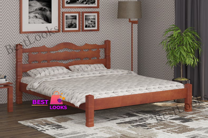

Кровать деревянная двуспальная 180х190 Инга Wellmebely сосна Яблоня Л6