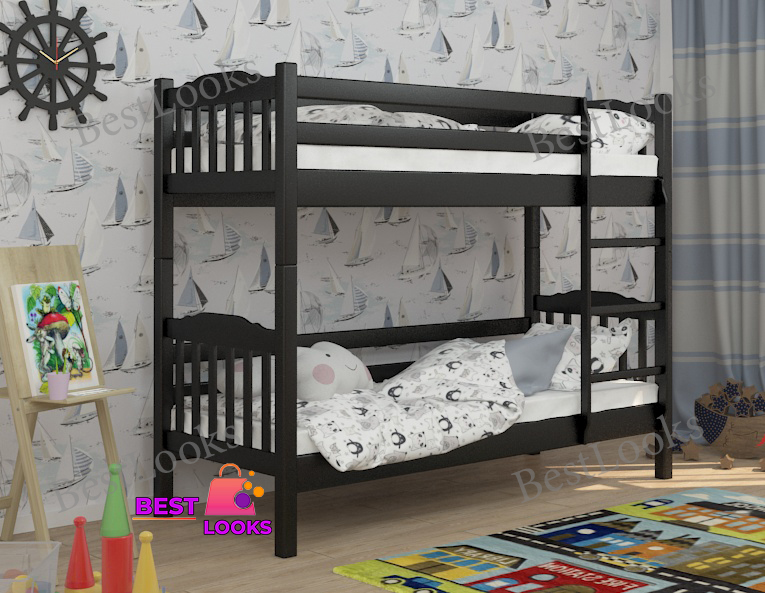 

Кровать Двухъярусная 90х200 Wellmebely Бай-Бай Трансформер сосна Венге Л6