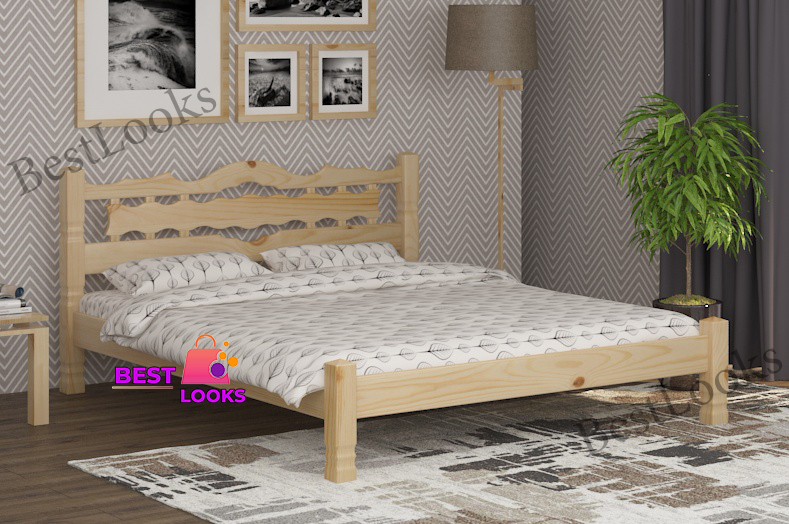 

Кровать деревянная двуспальная 160х190 Инга Wellmebely сосна Бук Л6